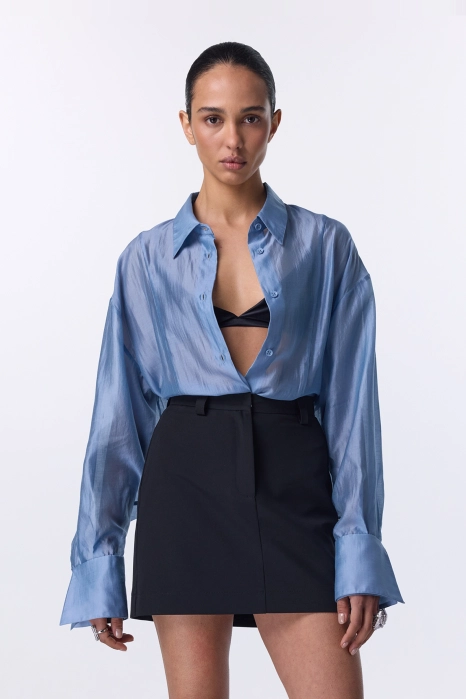 Спідниця міні котонова з високою посадкою