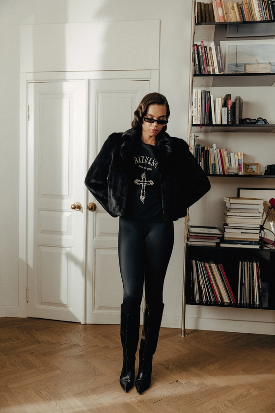 Вінтажна кроп-шуба з норки BlackGlama 