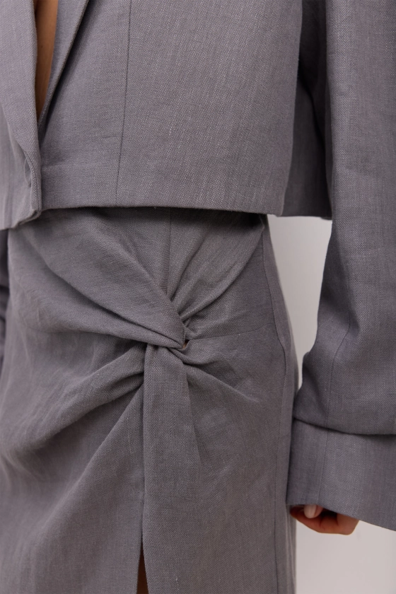 Linen maxi skirt with knot - photo 5