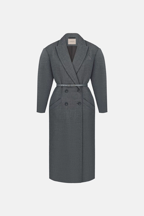 Double-breasted coat with accent shoulder