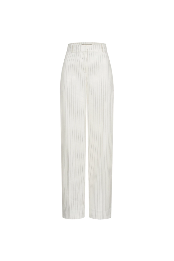 Брюки лляні на середній посадці зі стрілками 