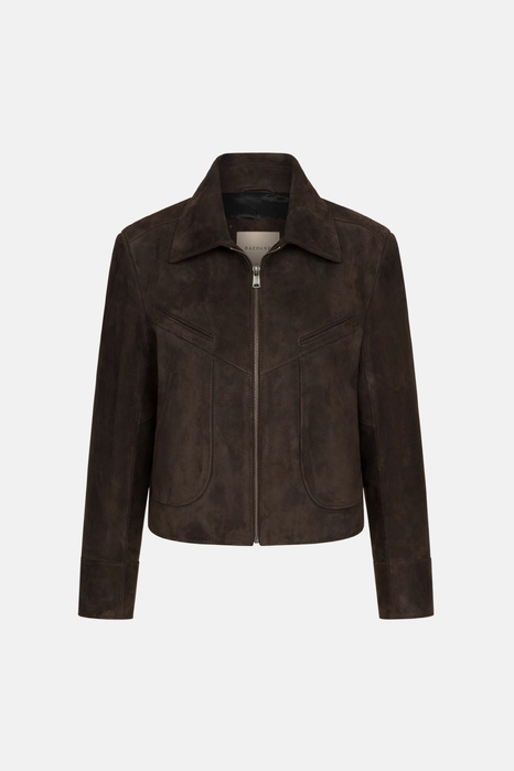 Куртка шкіряна з косими карманами