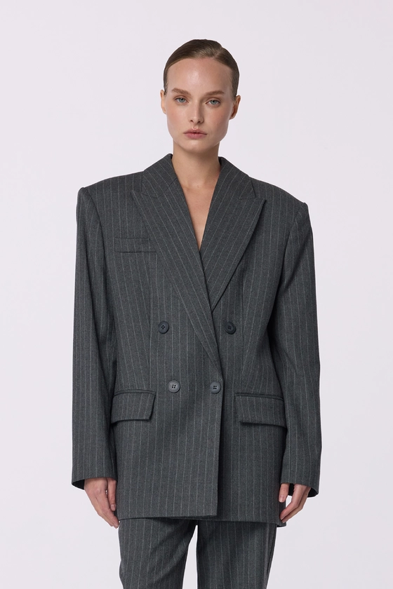 Жакет вовняний двобортний оверсайз з підплічниками 