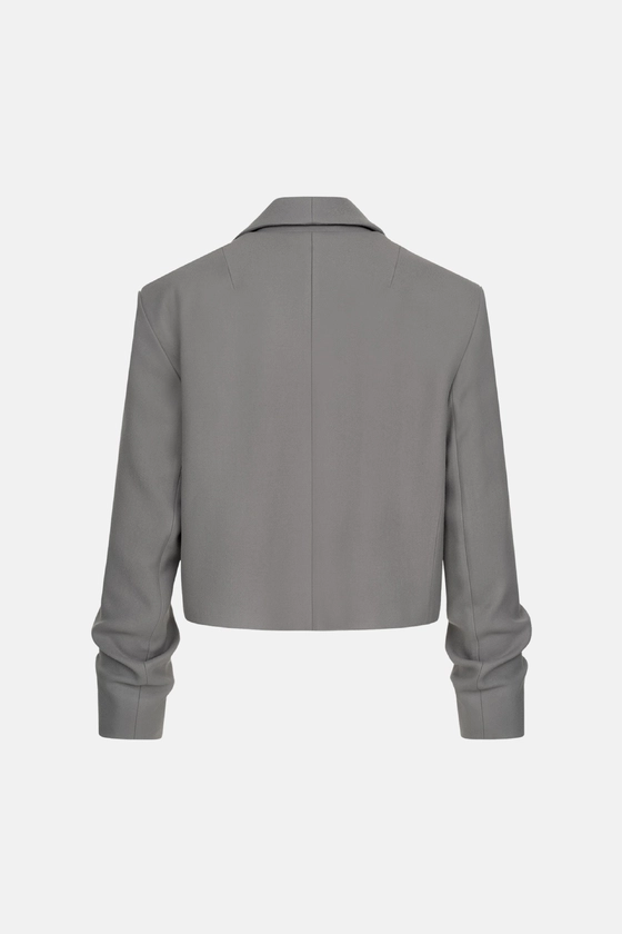 Пальто кроп зі збіркою на рукаві 