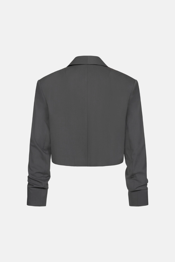 Жакет кроп вовняний зі збіркою на рукаві 