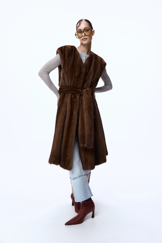 Вінтажна норкова шуба-жилет 