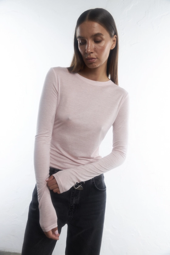 Лонгслів приталений напівпрозорий 