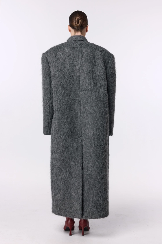 Пальто оверсайз прямого крою з альпаки 