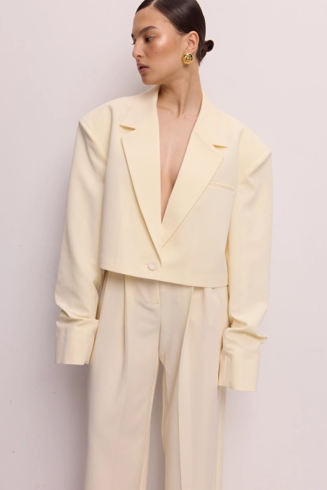 Жакет кроп котоновий зі збіркою на рукаві