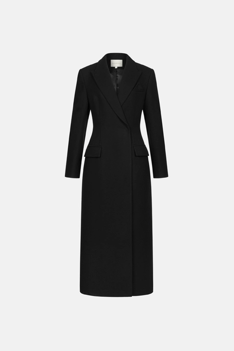 Fitted coat with accent shoulders