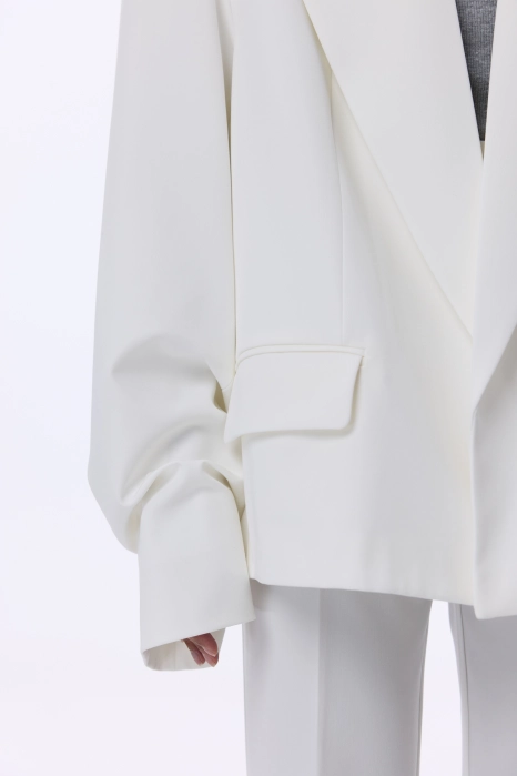 Oversized cotton blazer with gathered sleeves