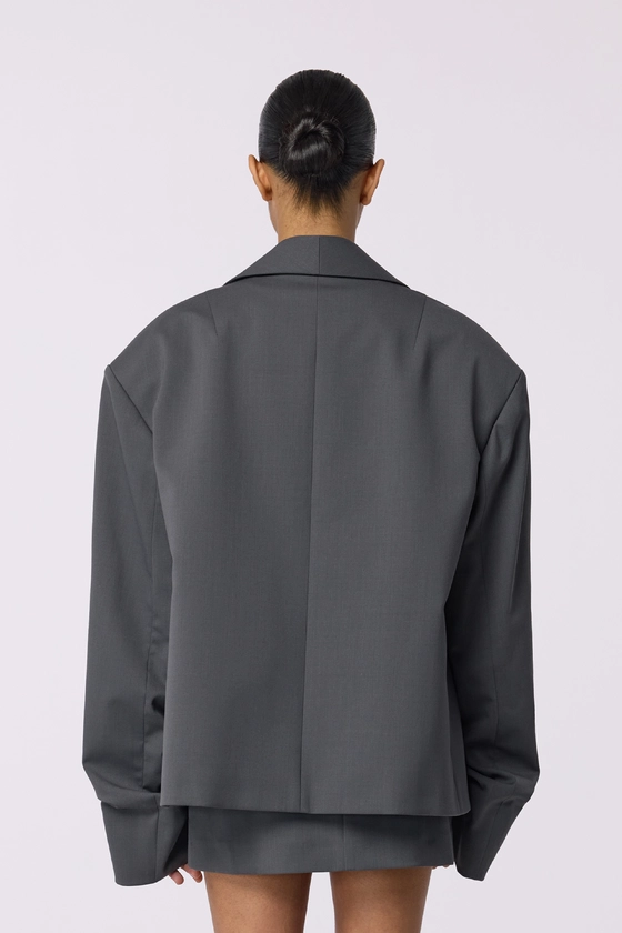 Жакет вовняний оверсайз зі збіркою на рукаві 