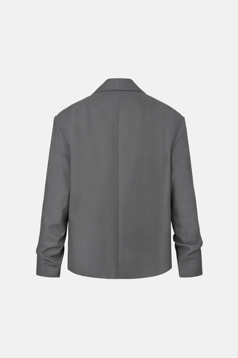 Жакет лляний оверсайз зі збіркою на рукаві