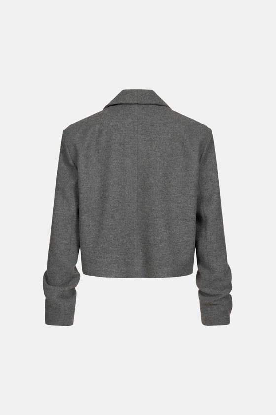 Пальто кроп зі збіркою на рукаві 