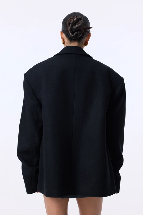 Пальто-жакет оверсайз із збіркою на рукаві