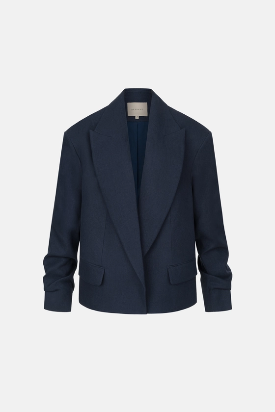 Жакет лляний оверсайз зі збіркою на рукаві 