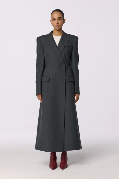 Fitted coat with accent shoulders