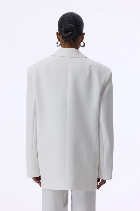 Double-breasted cotton blazer with shoulder pads