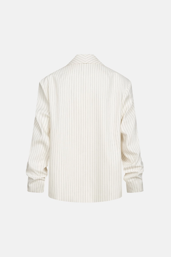 Жакет лляний оверсайз зі збіркою на рукаві 