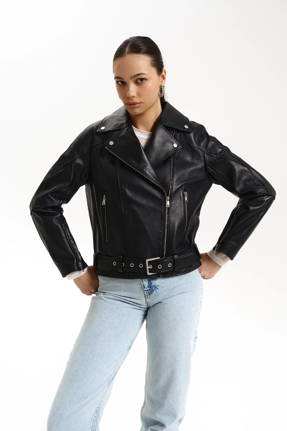 Куртка шкіряна зі спущеним рукавом 