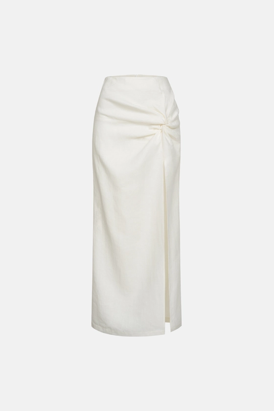 Linen maxi skirt with knot 
