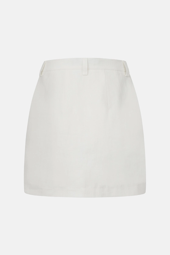 Спідниця міні лляна з високою посадкою 
