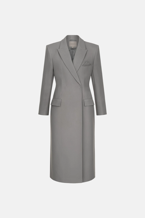Fitted coat with accent shoulders