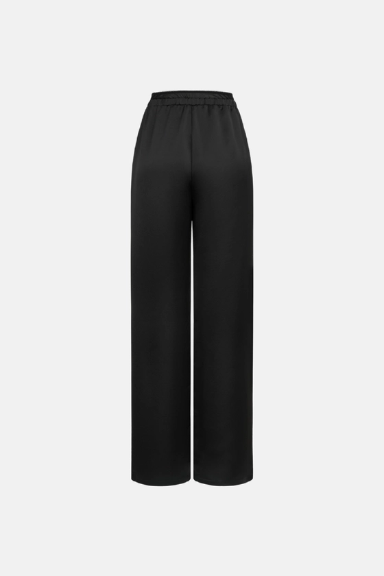 Брюки атласні з імітацією мереживної білизни 