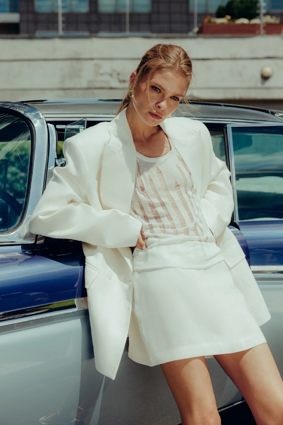 Спідниця лляна міні з середньою посадкою 