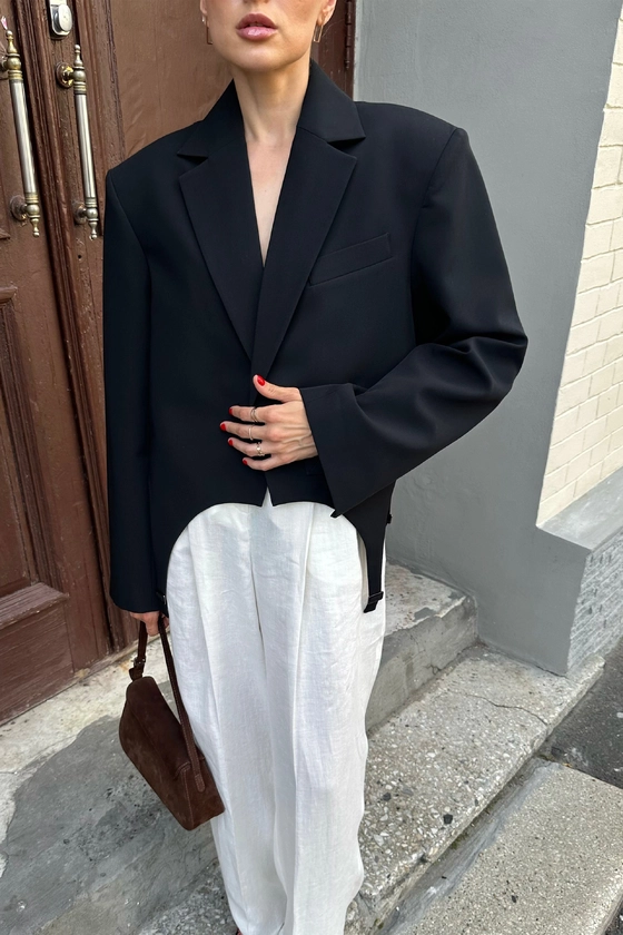 Жакет кроп котоновий з гартерами 