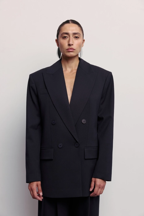 Жакет вовняний двобортний оверсайз з підплічниками