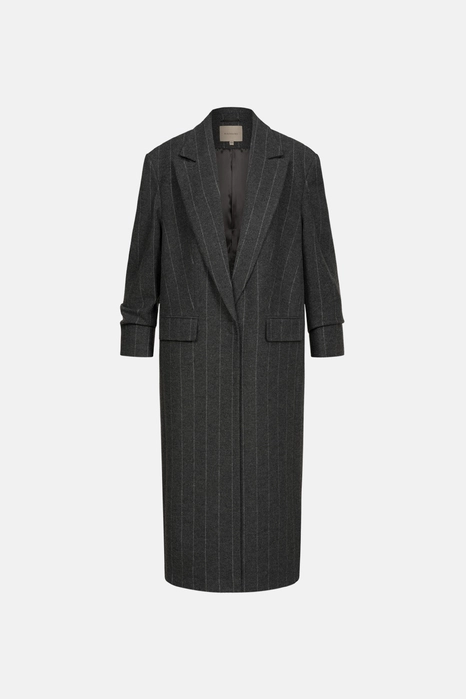 Straight-cut coat with gathered sleeves