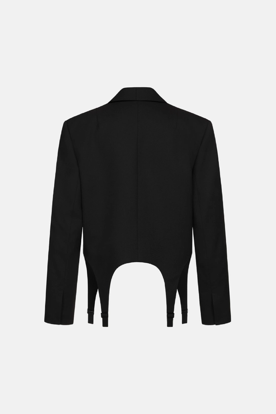 Жакет кроп вовняний з гартерами 