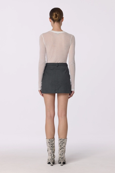 Wool mini skirt with mid-rise