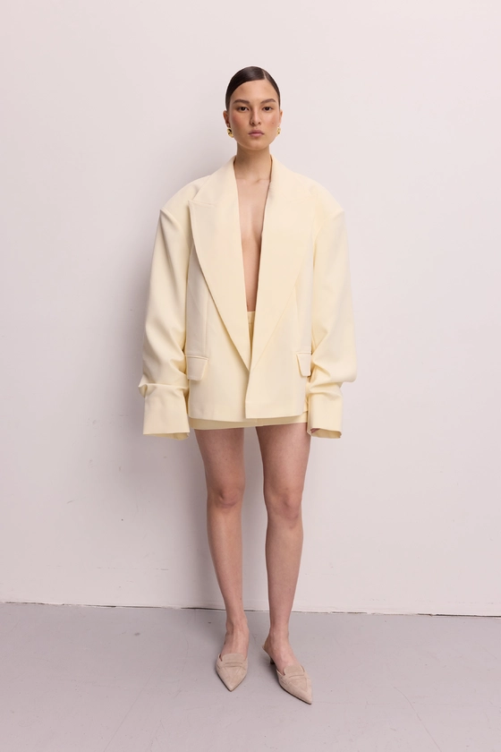 Жакет котоновий оверсайз зі збіркою на рукаві 