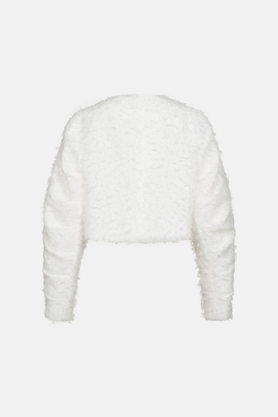 Fluffy bomber jacket with gathered details on the sleeves - photo 2