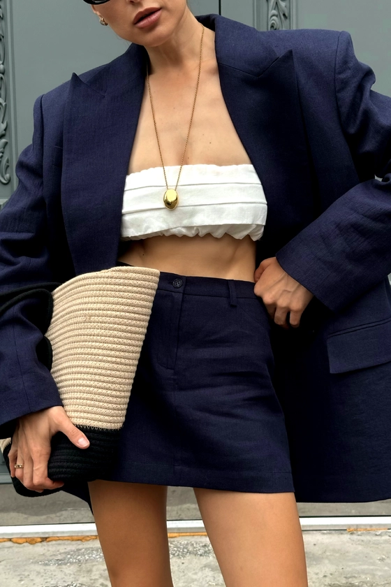 Спідниця лляна міні з середньою посадкою 