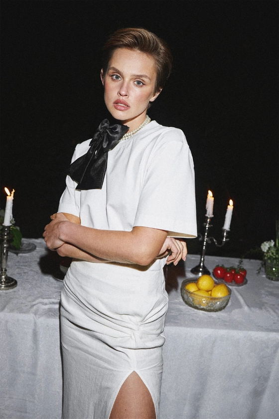 Linen maxi skirt with knot 