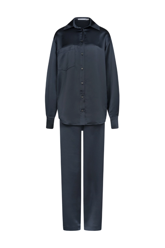 Брюки атласні з розрізами 