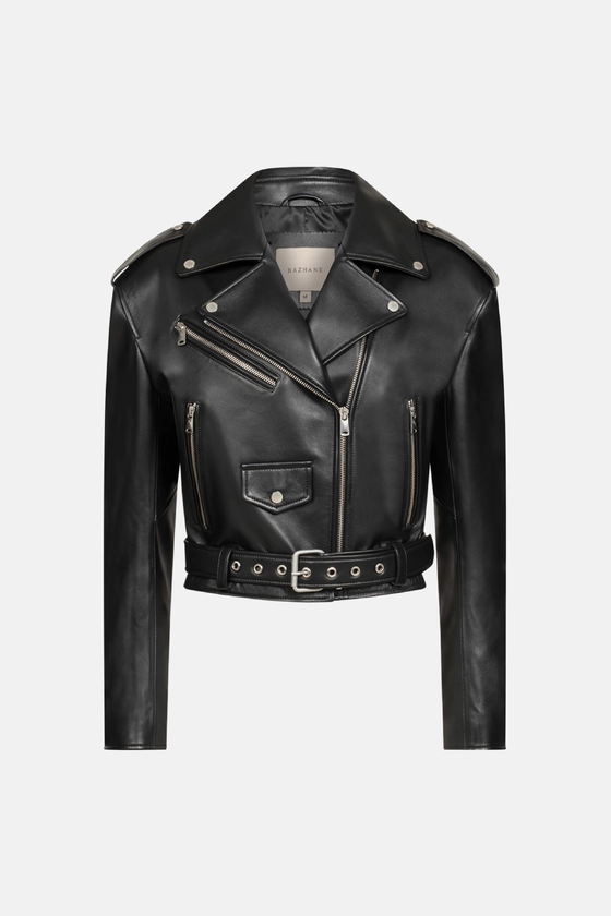 Куртка шкіряна з підплічниками та поясом 