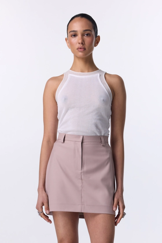 High-waisted mini cotton skirt - photo 3