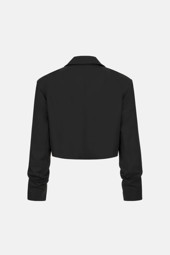 Жакет кроп вовняний зі збіркою на рукаві 