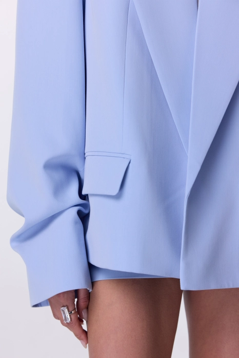 Oversized cotton blazer with gathering on the sleeve