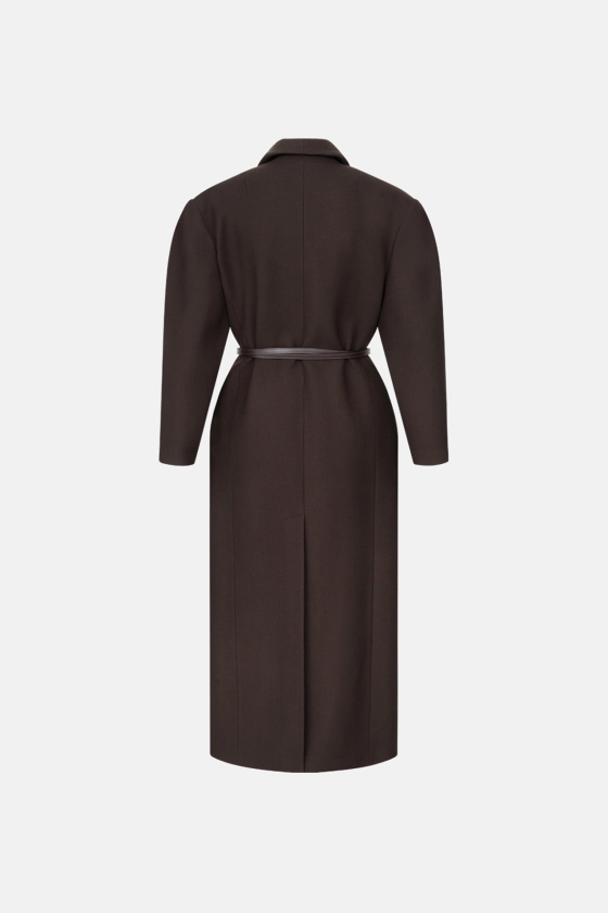 Double-breasted coat with accent shoulder - photo 2