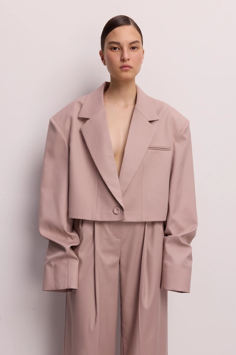 Жакет кроп котоновий зі збіркою на рукаві