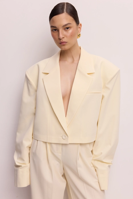 Жакет кроп котоновий зі збіркою на рукаві