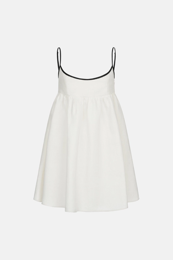 Сукня-трапеція міні з чорною окантовкою 