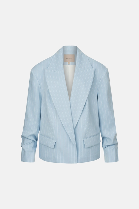 Жакет лляний оверсайз зі збіркою на рукаві 