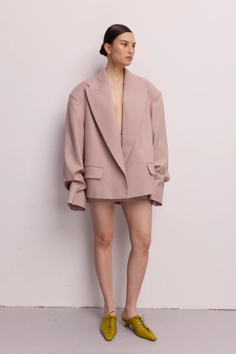 Жакет котоновий оверсайз зі збіркою на рукаві