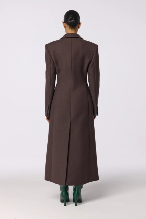 Fitted coat with accent shoulder